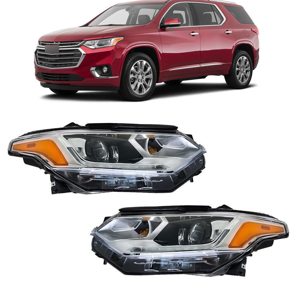 Right&Left Headlights For 2018-2021 Chevy Traverse Chrome HID w/ LED DRL