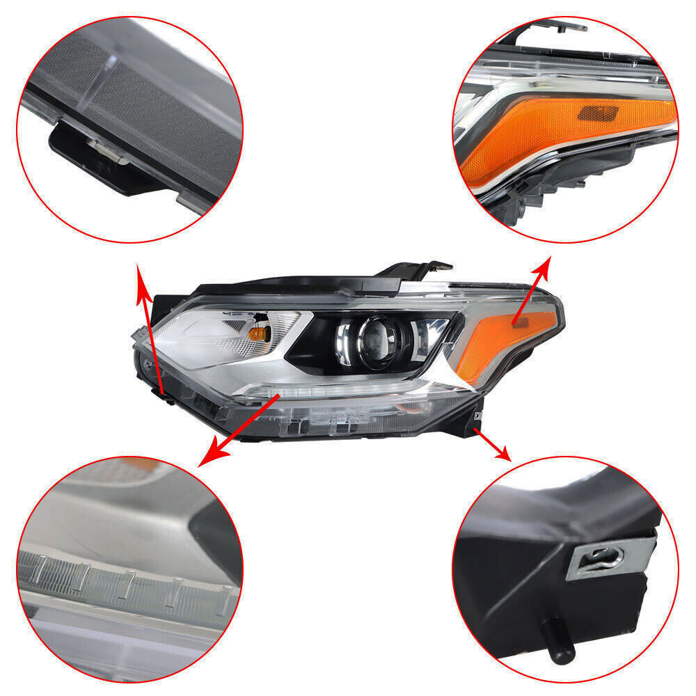 Right&Left Headlights For 2018-2021 Chevy Traverse Chrome HID w/ LED DRL