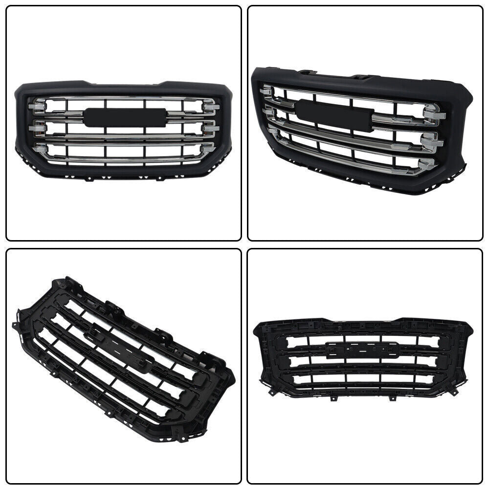 Front Grille Chrome Plating Black Gray For 2016-18 2019 Gmc Sierra 1500