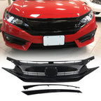 Front Hood Grill Grille Eyelid For 2016-2018 Honda Civic Coupe Sedan