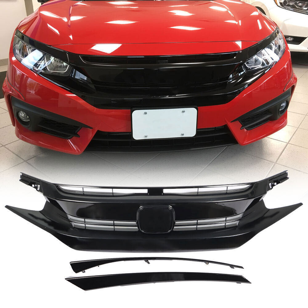 Front Hood Grill Grille Eyelid For 2016-2018 Honda Civic Coupe Sedan