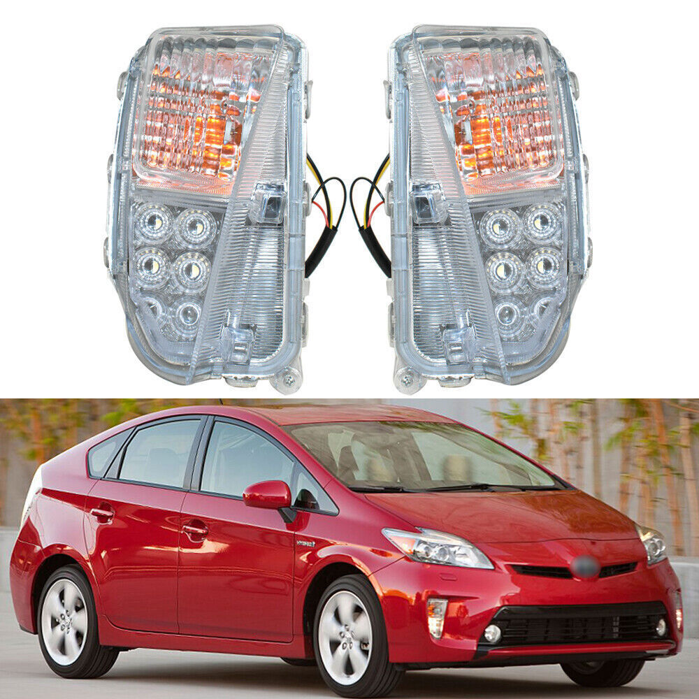 Left and Right Fog Lights Fit For 2012-2015 Toyota Prius Clear LED DRL