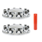 Chrome Pair Front Wheel Covers Hub Axle Semi Plastic ABS 33mm Nut Covers