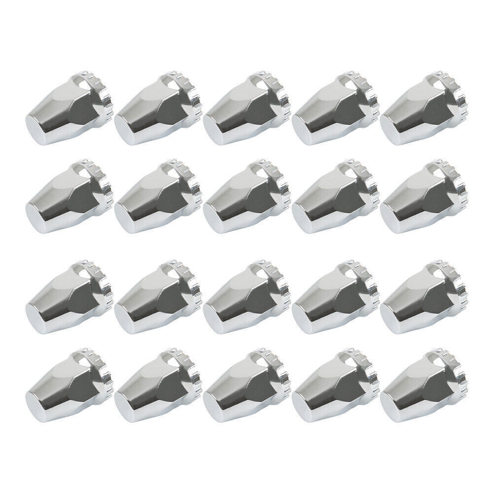 Chrome Pair Front Wheel Covers Hub Axle Semi Plastic ABS 33mm Nut Covers