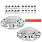 Chrome Pair Front Wheel Covers Hub Axle Semi Plastic ABS 33mm Nut Covers
