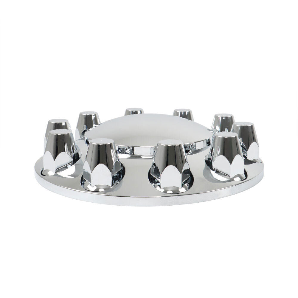 Chrome Pair Front Wheel Covers Hub Axle Semi Plastic ABS 33mm Nut Covers