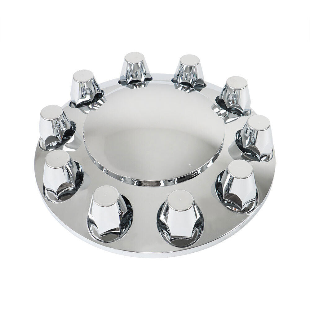 Chrome Pair Front Wheel Covers Hub Axle Semi Plastic ABS 33mm Nut Covers