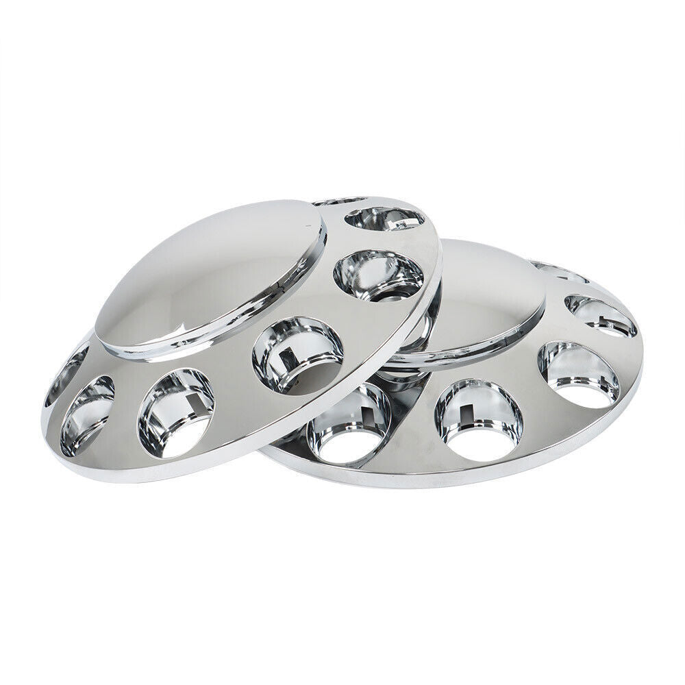 Chrome Pair Front Wheel Covers Hub Axle Semi Plastic ABS 33mm Nut Covers