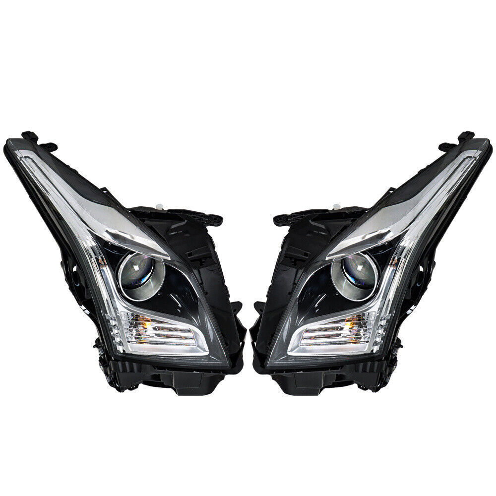 Right+Left Headlight For 2013-2018 Cadillac ATS Halogen Chrome Housing