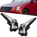 Right+Left Headlight For 2013-2018 Cadillac ATS Halogen Chrome Housing