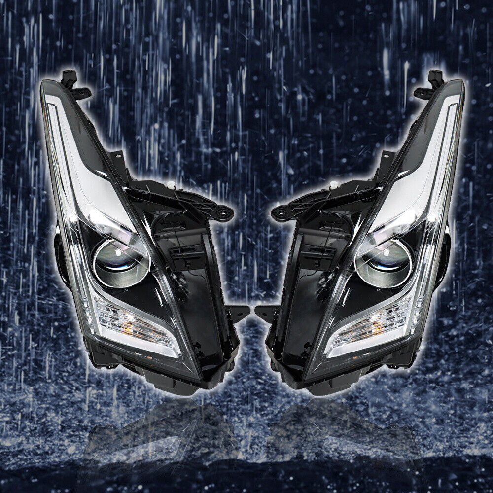 Right+Left Headlight For 2013-2018 Cadillac ATS Halogen Chrome Housing
