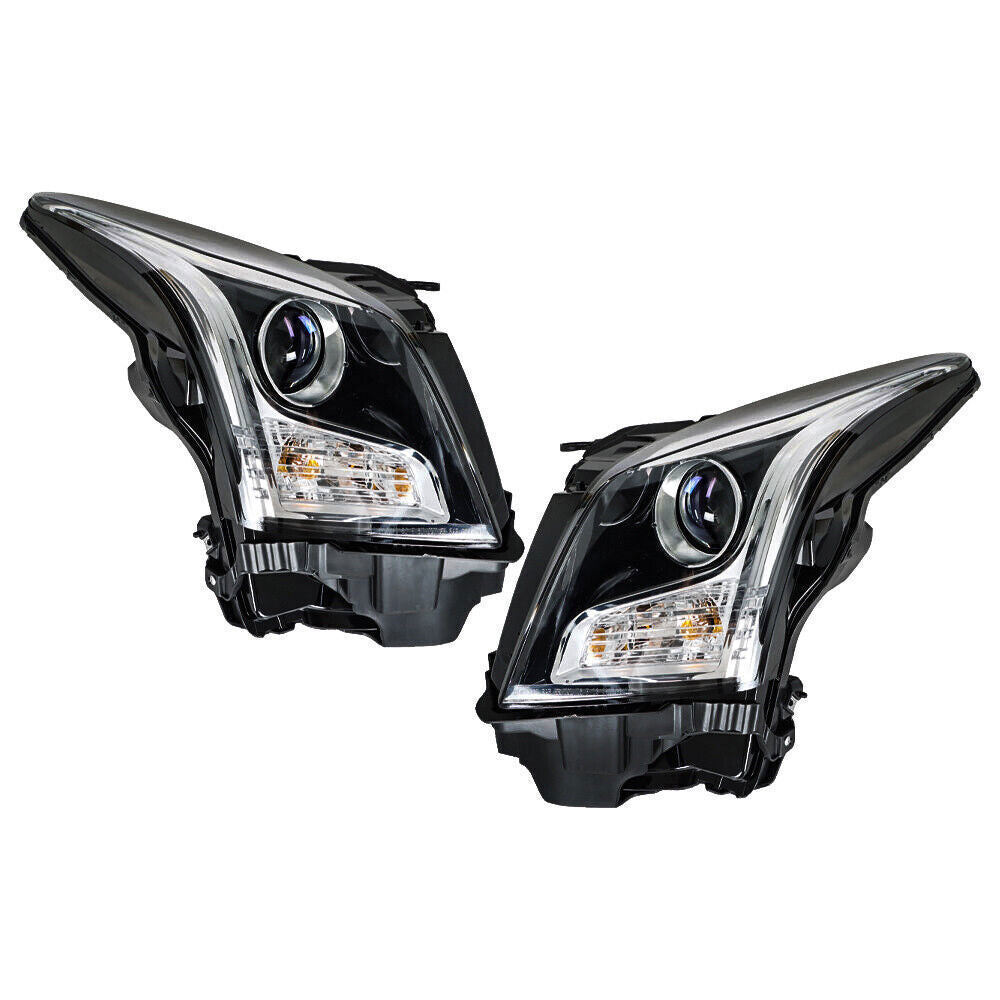 Right+Left Headlight For 2013-2018 Cadillac ATS Halogen Chrome Housing
