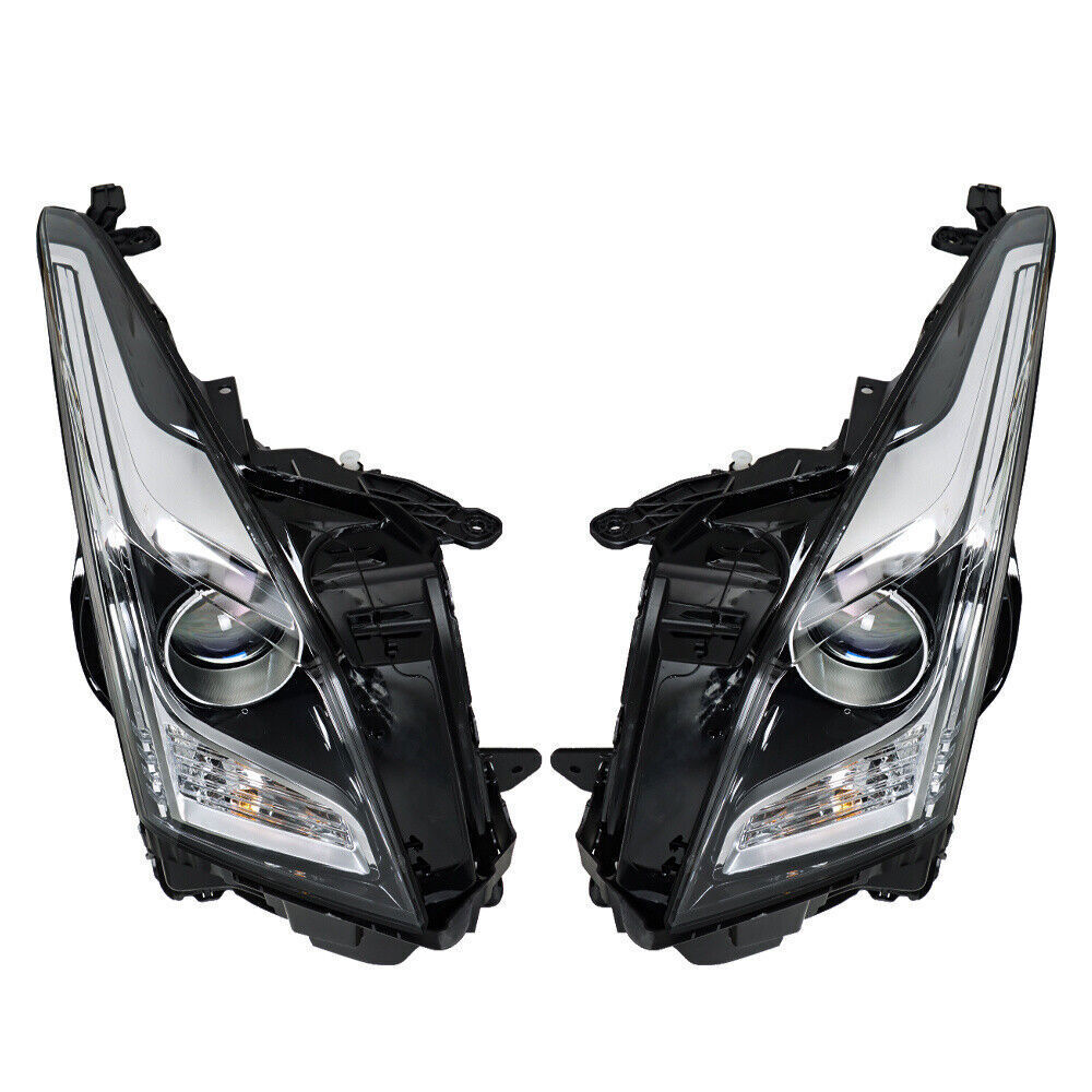 Right+Left Headlight For 2013-2018 Cadillac ATS Halogen Chrome Housing