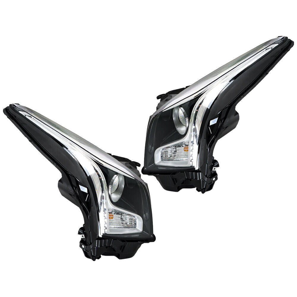 Right+Left Headlight For 2013-2018 Cadillac ATS Halogen Chrome Housing