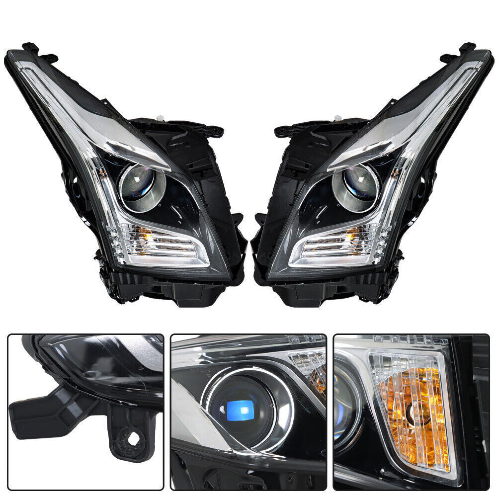 Right+Left Headlight For 2013-2018 Cadillac ATS Halogen Chrome Housing
