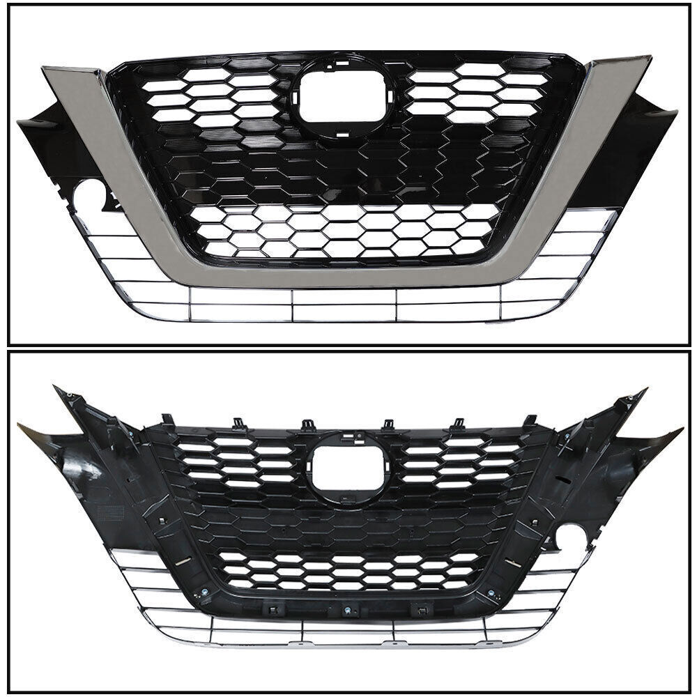 Front Upper Grill For 2019-2021 Nissan Altima Chrome Black Factory Style