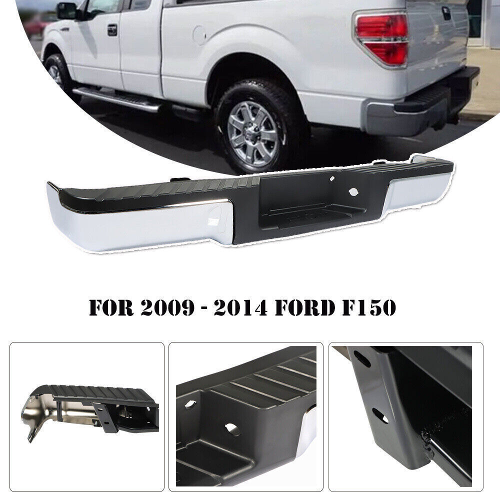 Rear Steel Bumper Assembly For 2009-2013 2014 Ford F150 Truck Chrome
