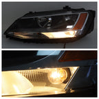 Left+Right Headlights For 2011-2018 Volkswagen Jetta Halogen Black Bezel