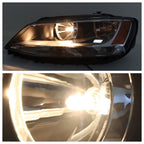 Left+Right Headlights For 2011-2018 Volkswagen Jetta Halogen Black Bezel