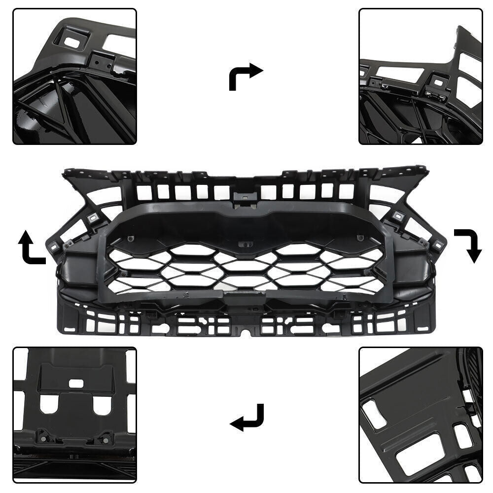 Front Upper Bumper Grille Gloss Black For 2023-2024 Honda HRV Honeycomb