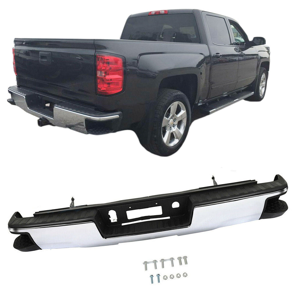 Steel Rear Bumper For 2014-2018 Chevy Silverado 1500 GMC Sierra 1500