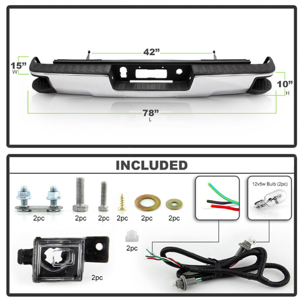 Steel Rear Bumper For 2014-2018 Chevy Silverado 1500 GMC Sierra 1500