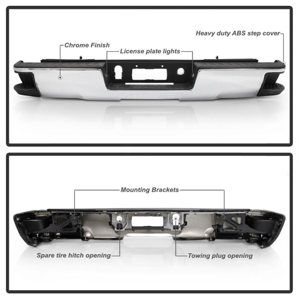 Steel Rear Bumper For 2014-2018 Chevy Silverado 1500 GMC Sierra 1500