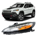 Left Side Headlight For 2014-18 Jeep Cherokee Halogen W/DRL And Ballast
