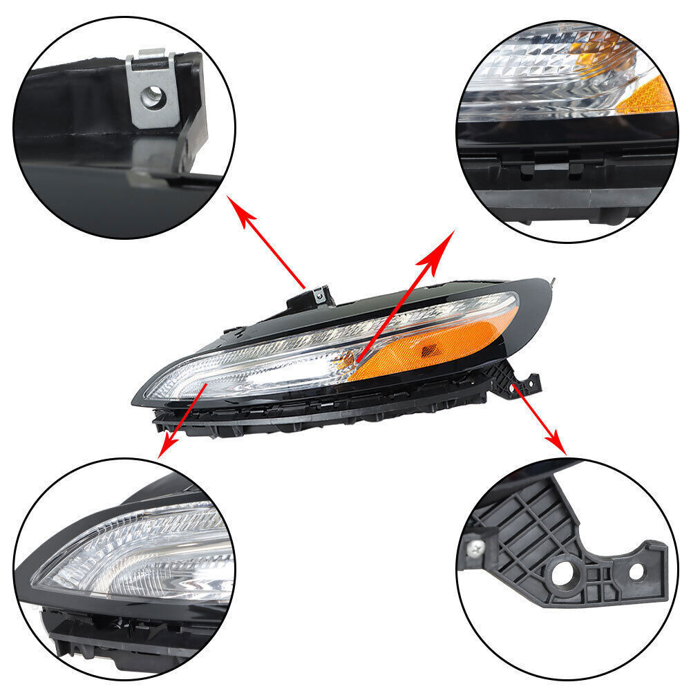 Left Side Headlight For 2014-18 Jeep Cherokee Halogen W/DRL And Ballast