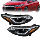 Left+Right Headlights For 2016-2018 Chevy Cruze Halogen w/ LED DRL Clear