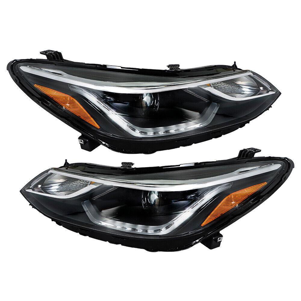Left+Right Headlights For 2016-2018 Chevy Cruze Halogen w/ LED DRL Clear