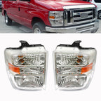 Left+Right Headlights For 2008-2014 Ford E150 E250 E350 E450 Superduty