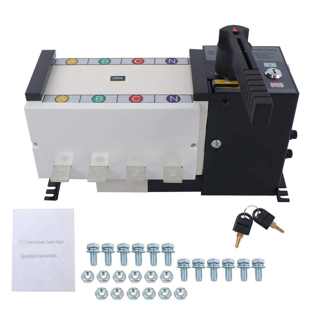 Automatic Transfer Switch 250A 4-Poles AC 110V 220V Grid to Generator Industrial