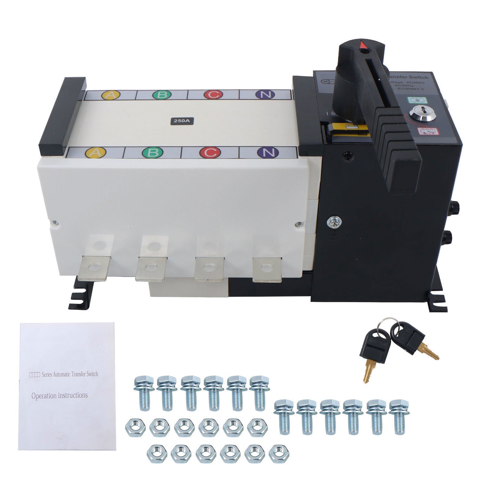 Automatic Transfer Switch 250A 4-Poles AC 110V 220V Grid to Generator Industrial