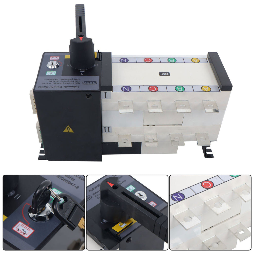 Automatic Transfer Switch 250A 4-Poles AC 110V 220V Grid to Generator Industrial
