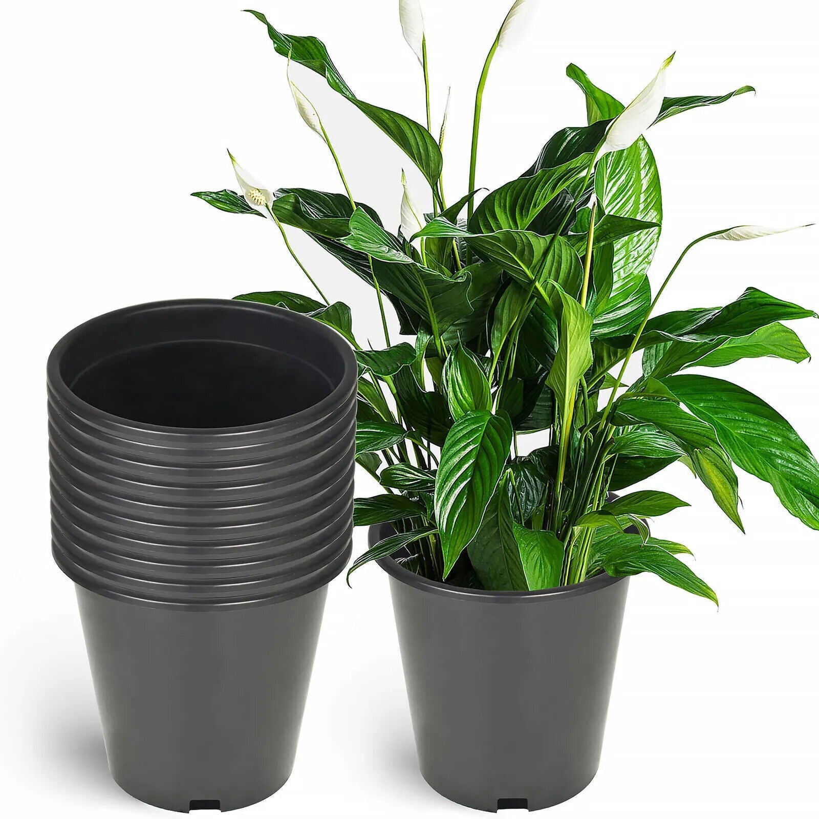 10 Pack 15 Gallon Plastic Nursery Pots Heavy Duty Garden Plant Nutrition Pots