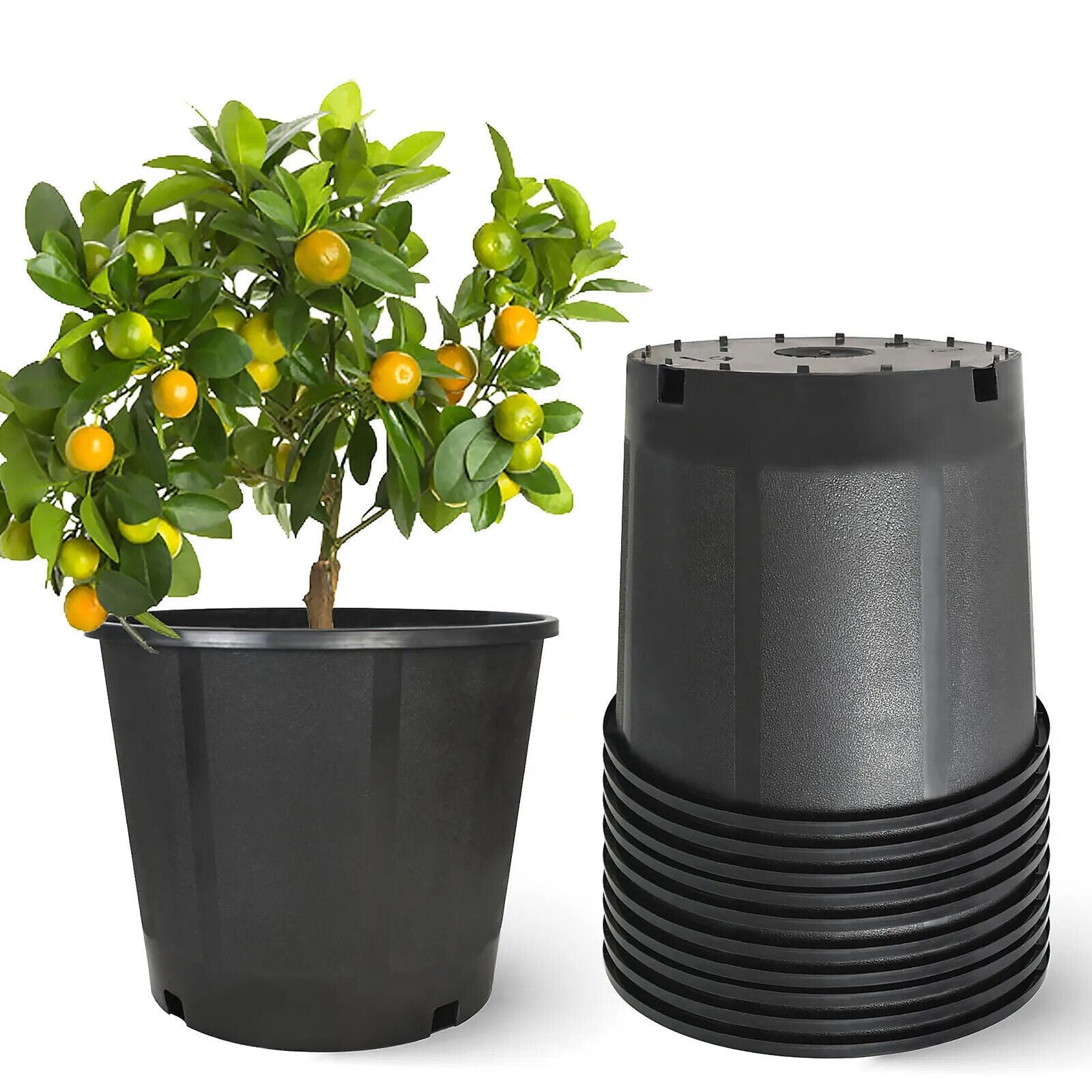 10 Pack 15 Gallon Plastic Nursery Pots Heavy Duty Garden Plant Nutrition Pots