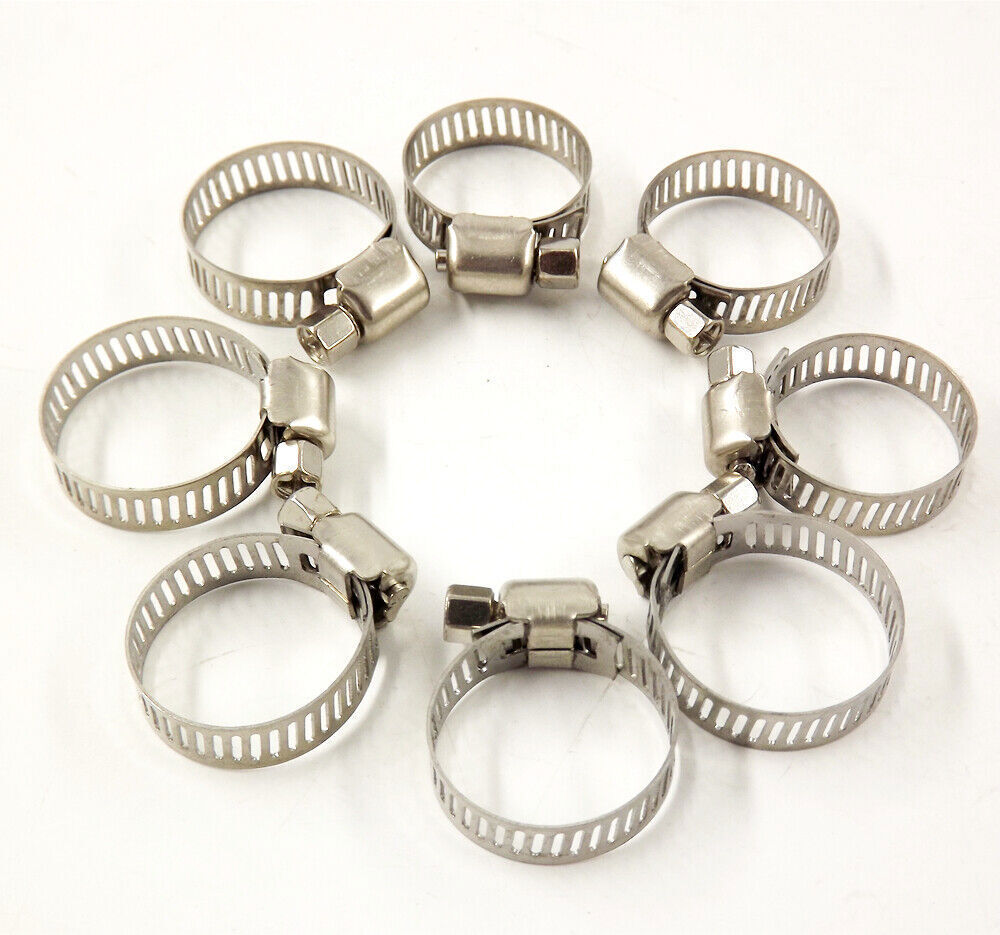 Hose Clamps 1/2"-3/4" Adjustable Stainless Steel Fuel Clamps 100 Piece New