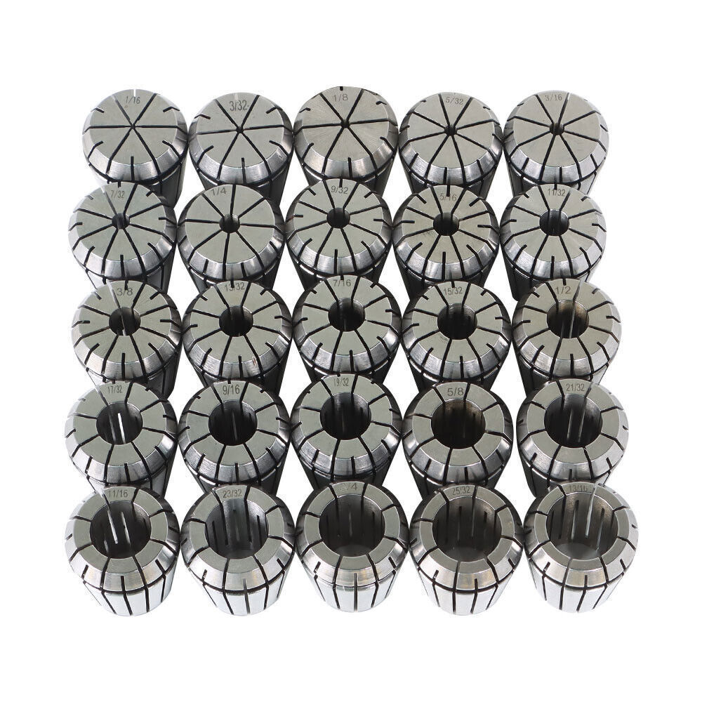 25 Pack Collet Set ER32 Collet Chuck 1/16 inch-3/4 inch Holder Spring Collet