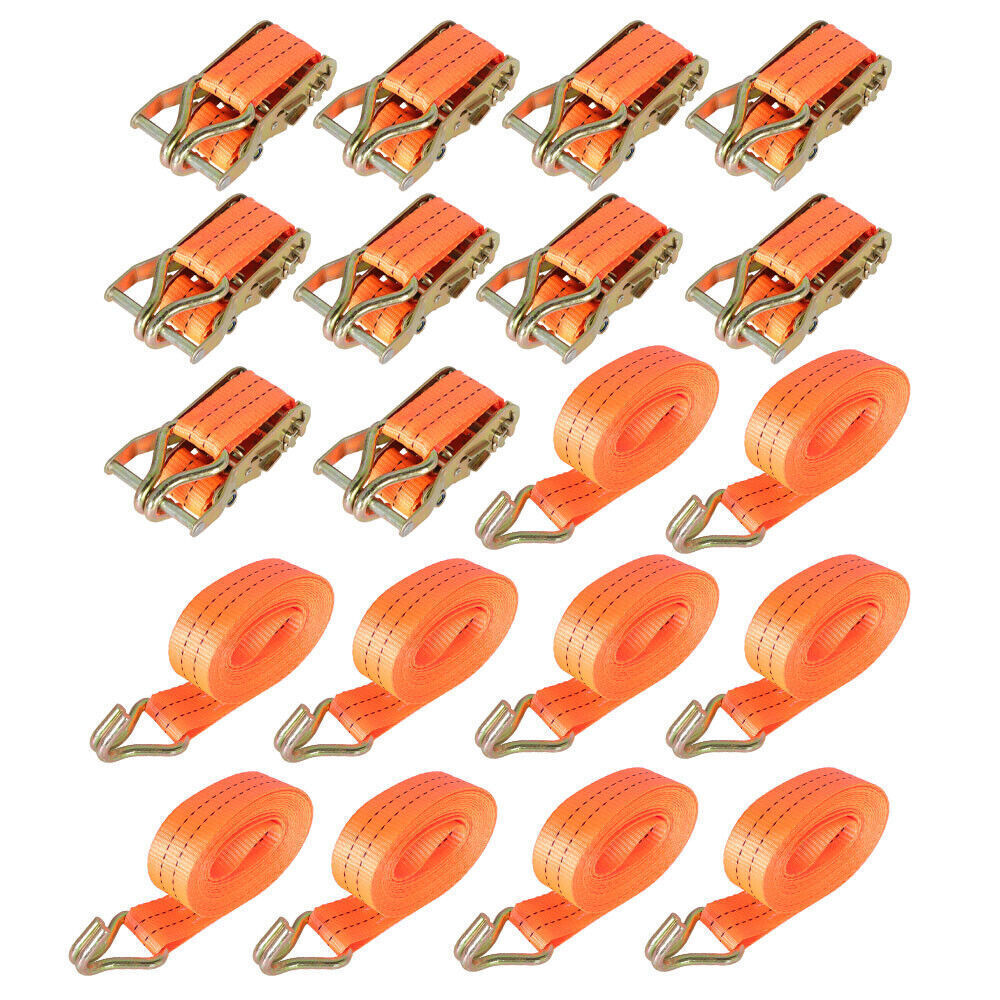 10-Set 1.5" x 20' (38mm*6m) 4000-lbs Ratchet Straps J Hook Heavy Duty Tie Downs