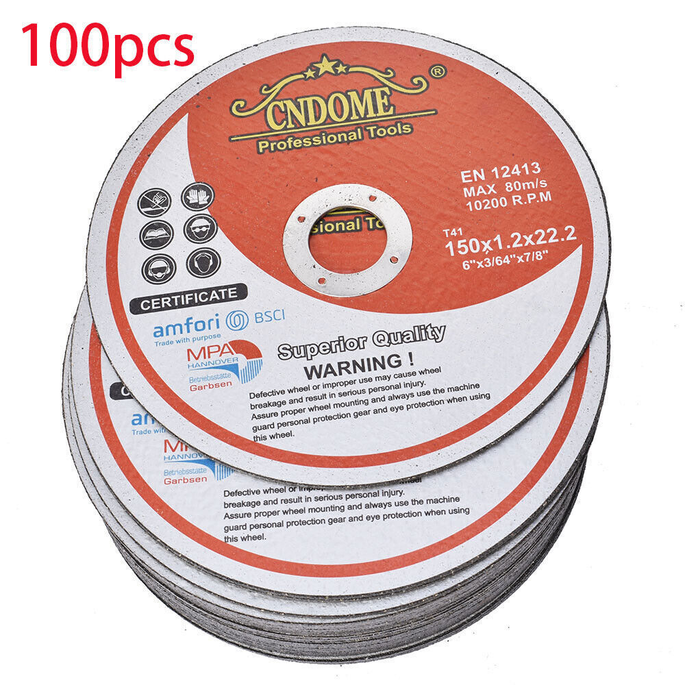 6"x.045"x7/8" Cut-off Wheel - Metal & Stainless Steel Cutting Discs 100 Pack