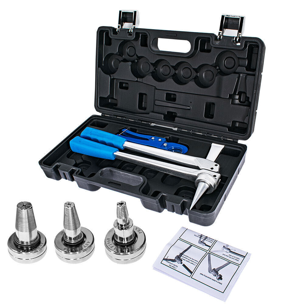 PEX Expansion Tool Kit Tube Expander And 1/2" 3/4" 1" Expander Heads With Case