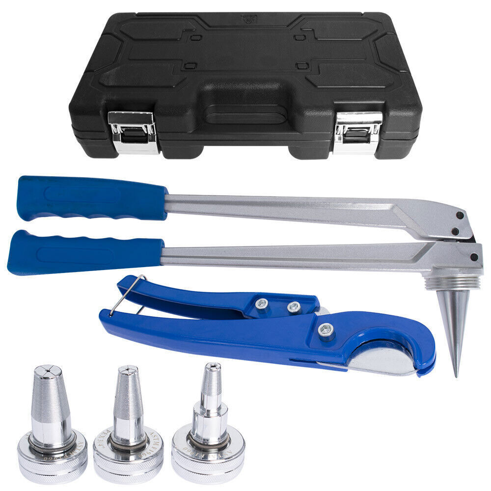PEX Expansion Tool Kit Tube Expander And 1/2" 3/4" 1" Expander Heads With Case