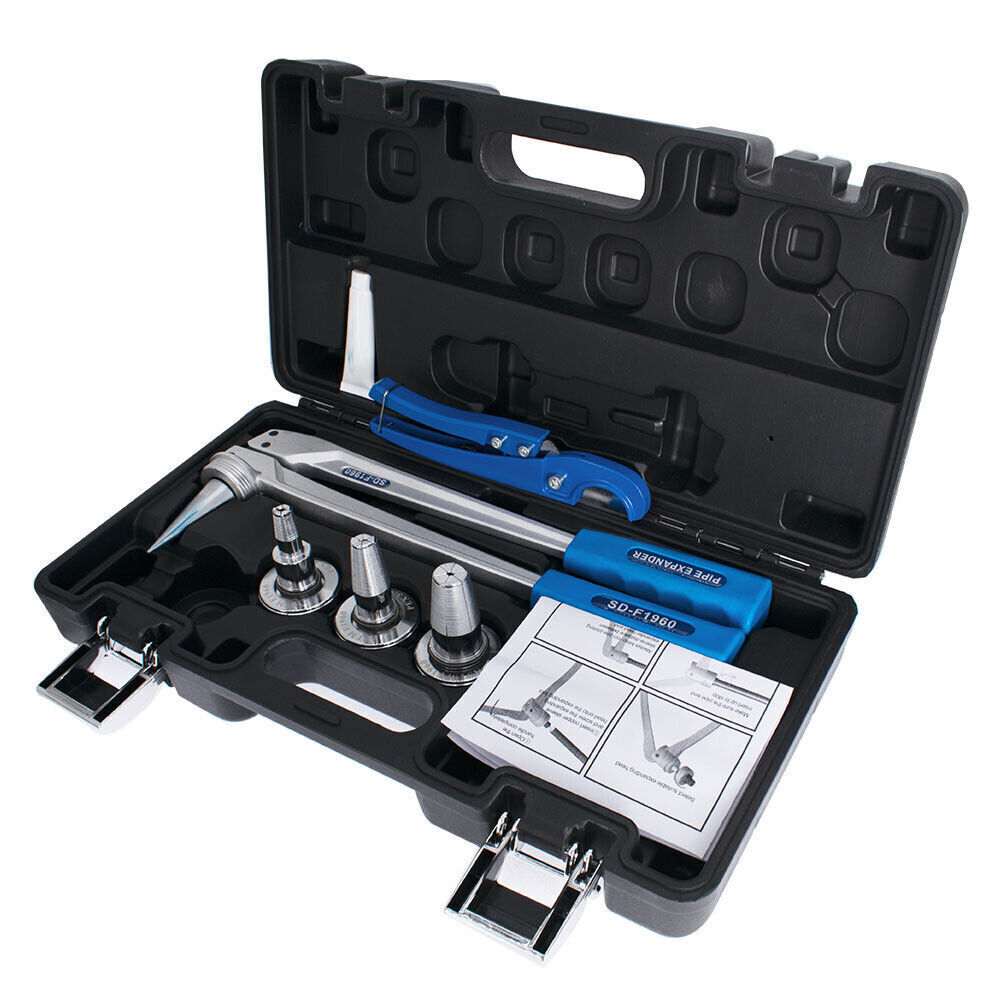 PEX Expansion Tool Kit Tube Expander And 1/2" 3/4" 1" Expander Heads With Case