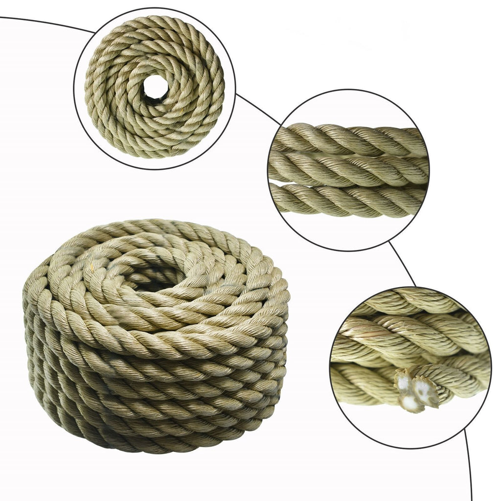 Manila Rope 1"×50' PP 3 Strand Twisted Rope Arborist Bull Rope Climbing Rope