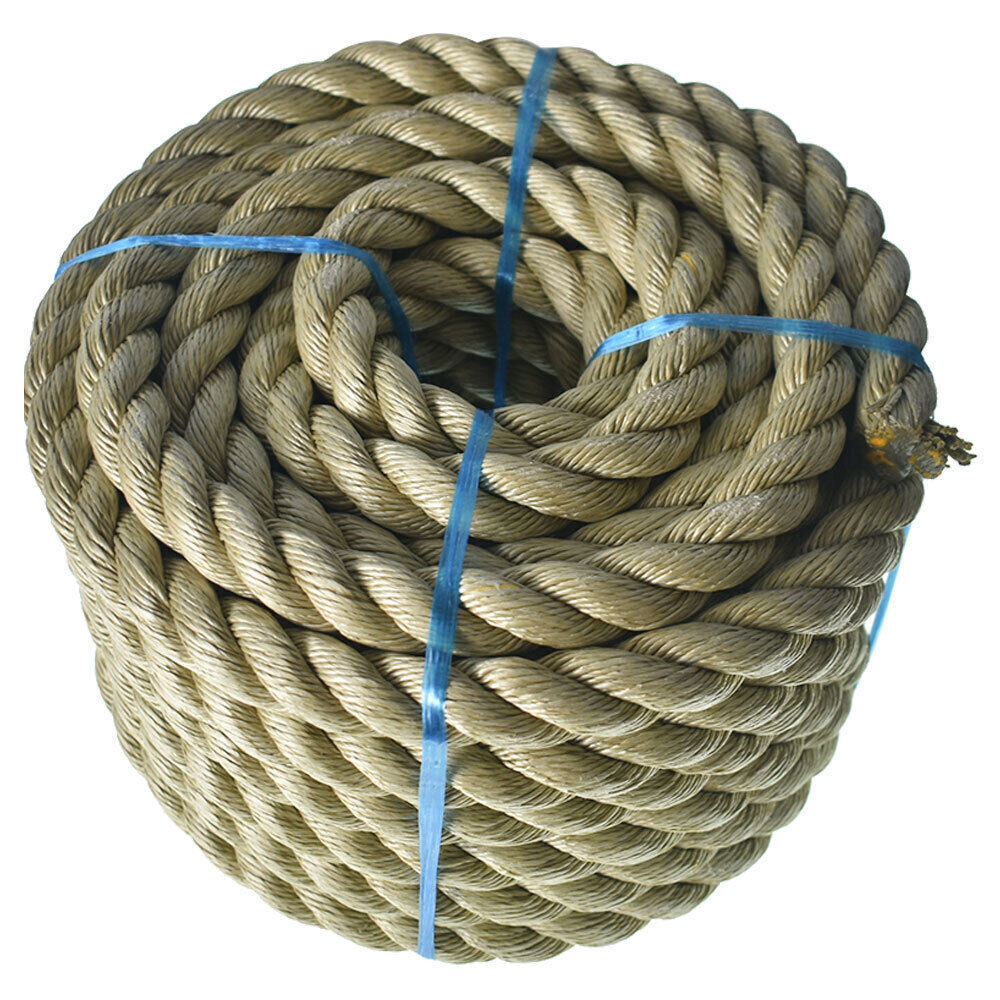 Manila Rope 1"×50' PP 3 Strand Twisted Rope Arborist Bull Rope Climbing Rope