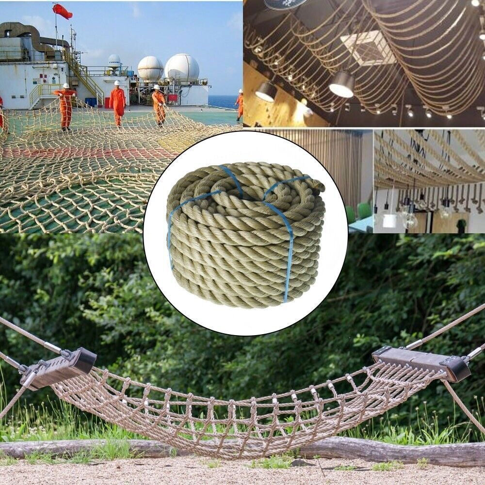 Manila Rope 1"×50' PP 3 Strand Twisted Rope Arborist Bull Rope Climbing Rope