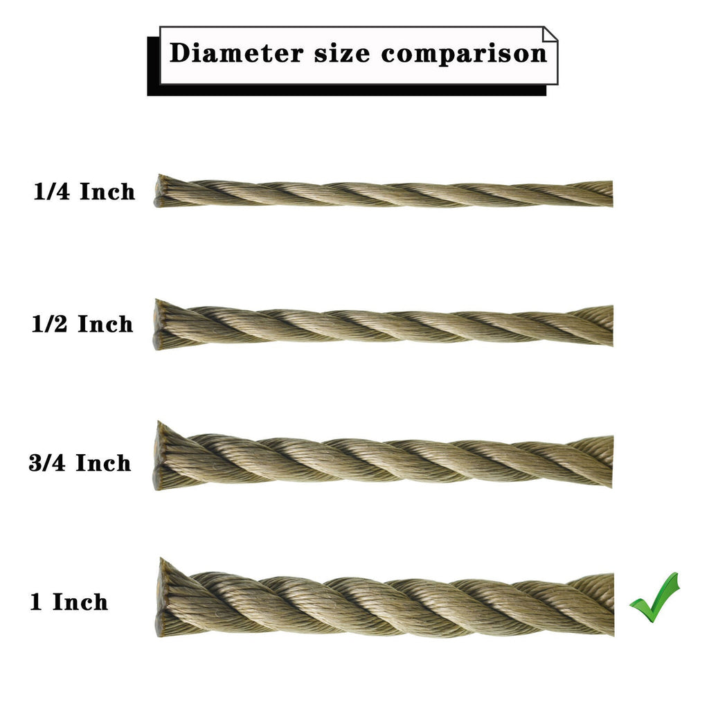 Manila Rope 1"×50' PP 3 Strand Twisted Rope Arborist Bull Rope Climbing Rope