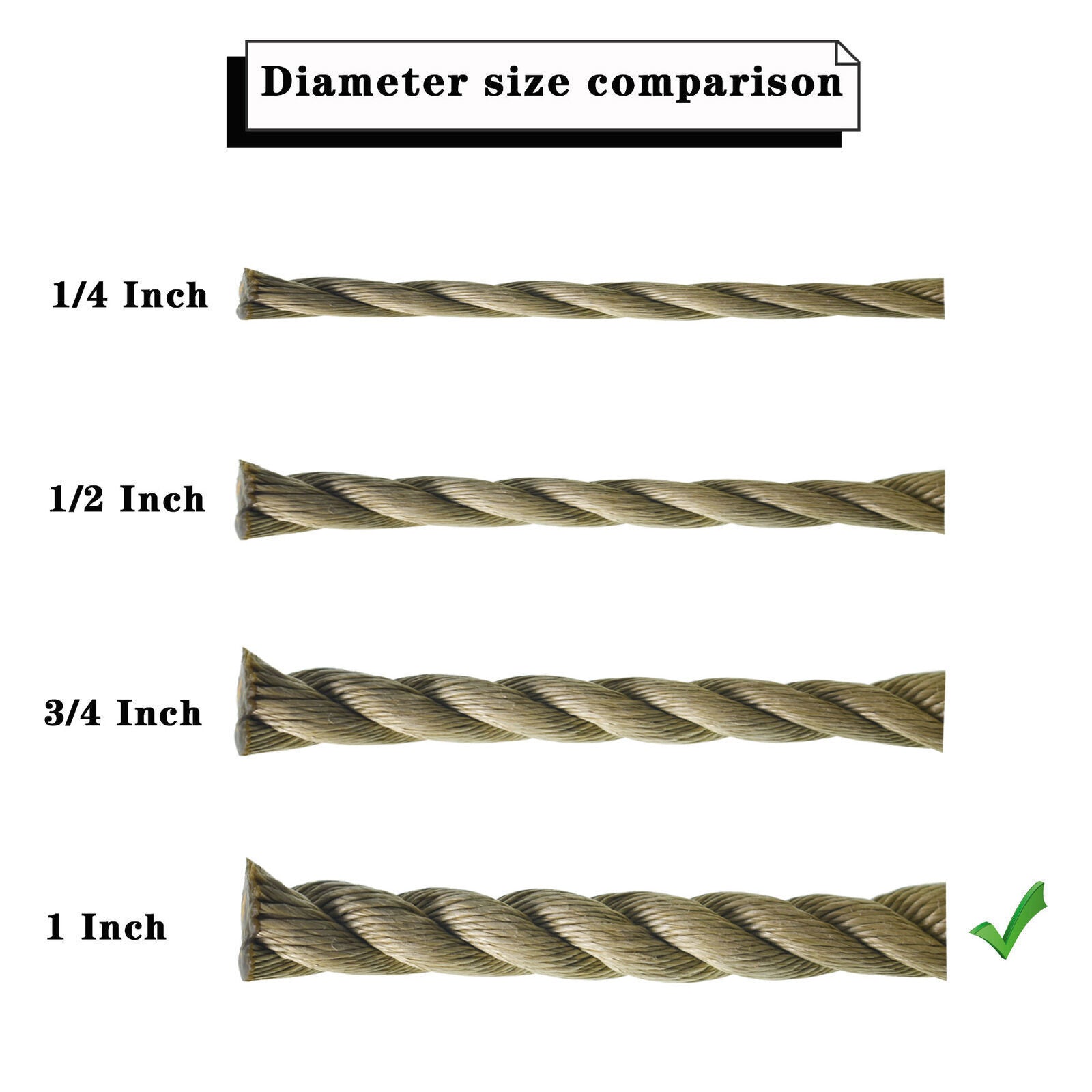 Manila Rope 1"×50' PP 3 Strand Twisted Rope Arborist Bull Rope Climbing Rope