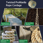 Manila Rope 1"×50' PP 3 Strand Twisted Rope Arborist Bull Rope Climbing Rope
